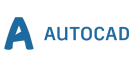 Blue "A" logo next to the word "AUTOCAD" in blue, set against a black background, conveying a professional and technical tone.