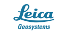 Blue "Leica Geosystems" logo on a black background. The script font for "Leica" adds elegance, while "Geosystems" is in a simple, bold typeface.